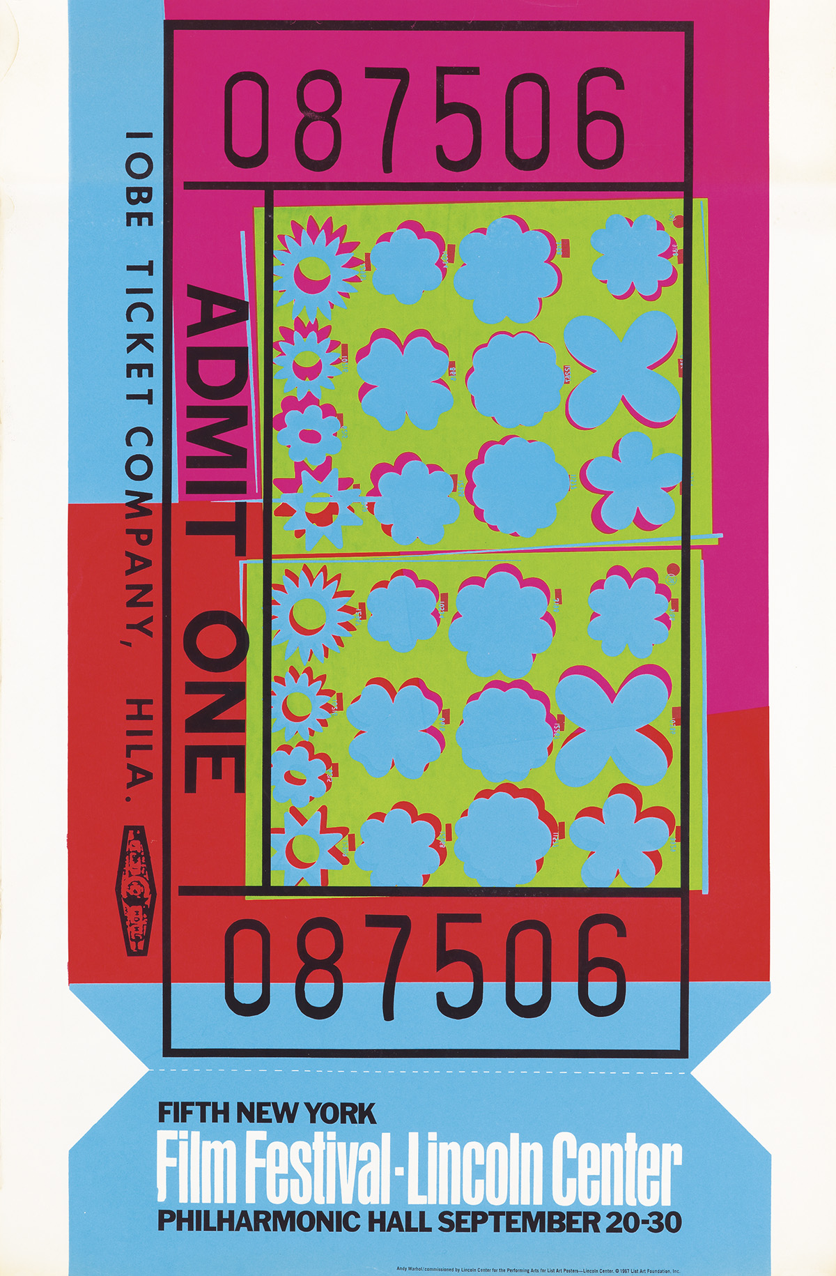 ANDY WARHOL Lincoln Center Ticket.